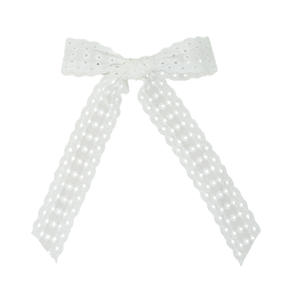 Cutwork Lace Eyelet Small Bow Clip