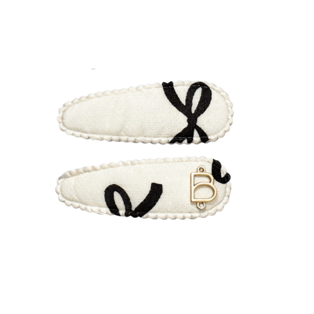 Cotton Bow Print Snap Clip Set