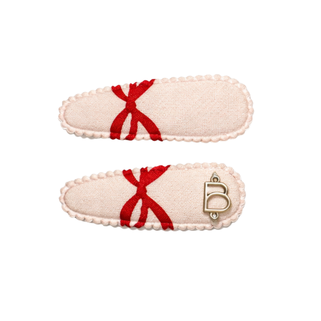 Cotton Bow Print Snap Clip Set