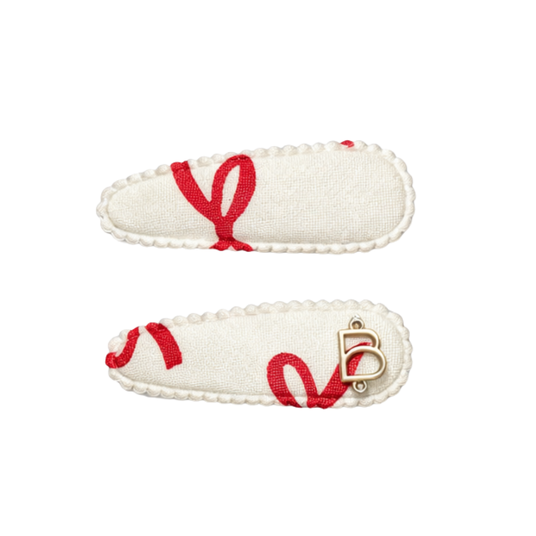Cotton Bow Print Snap Clip Set