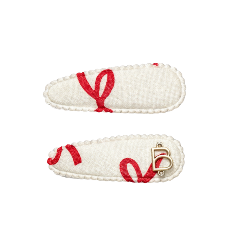 Cotton Bow Print Snap Clip Set
