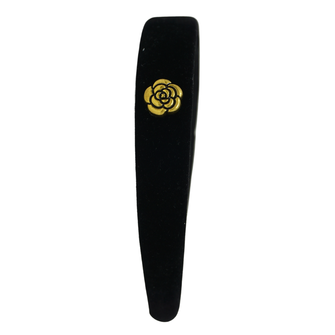 Rich Velvet Embellished Single Gold Flower Headband