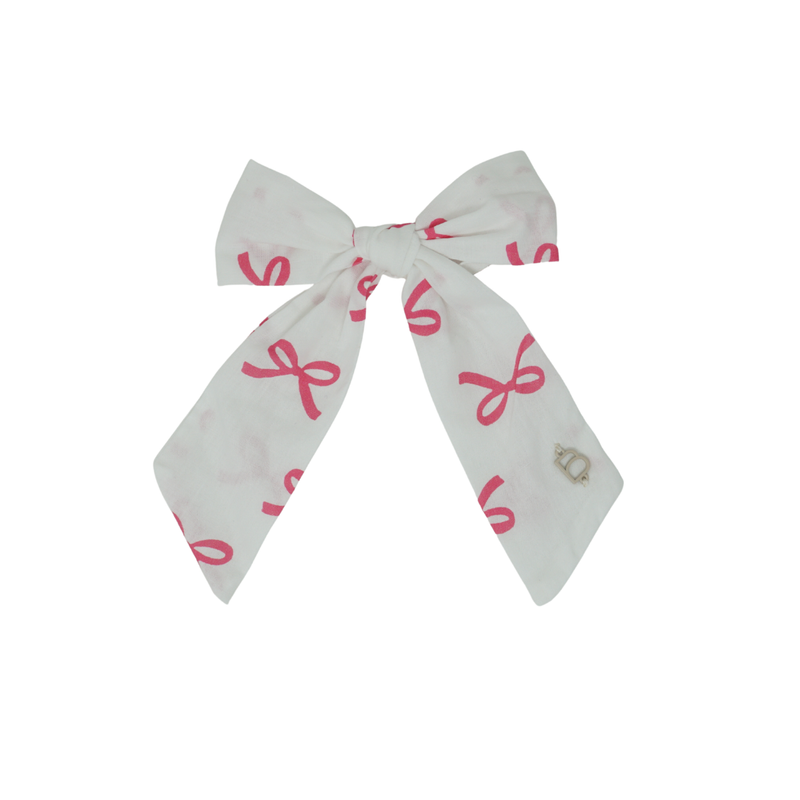 Cotton Bow Print Medium Bow Clip