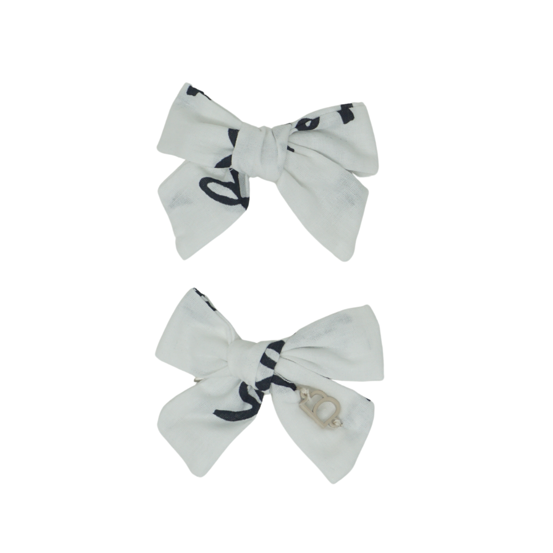 Cotton Bow Print Mini Bow Clip Set