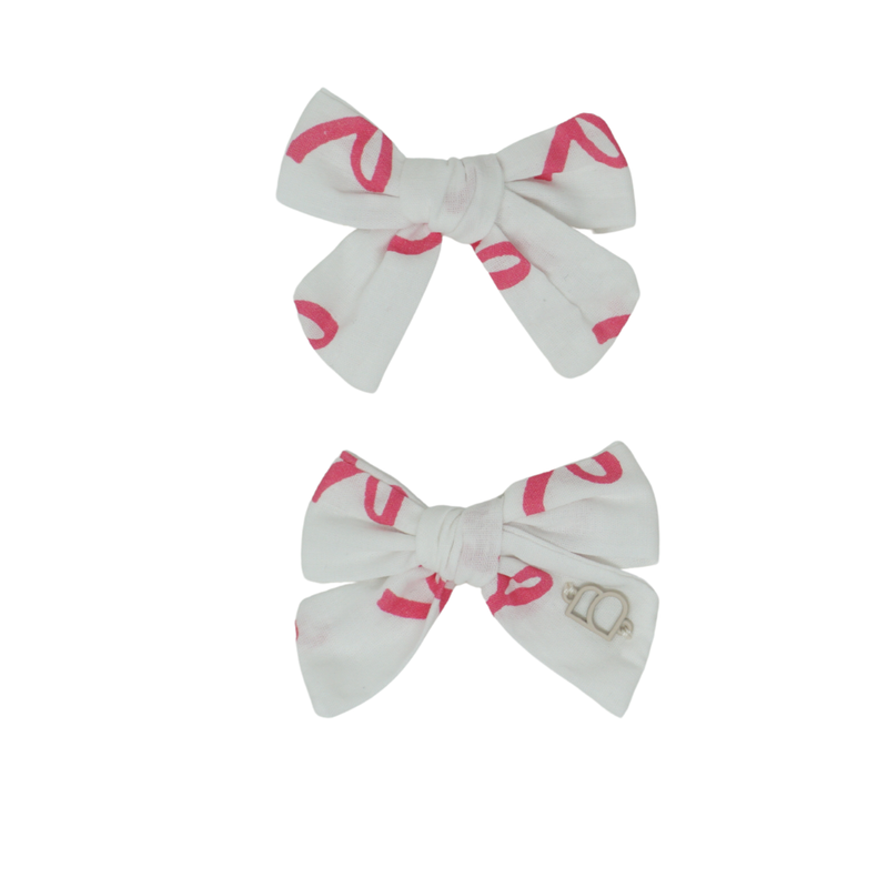 Cotton Bow Print Mini Bow Clip Set