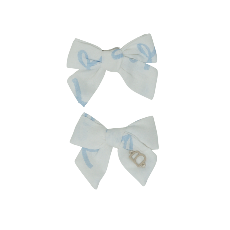 Cotton Bow Print Mini Bow Clip Set