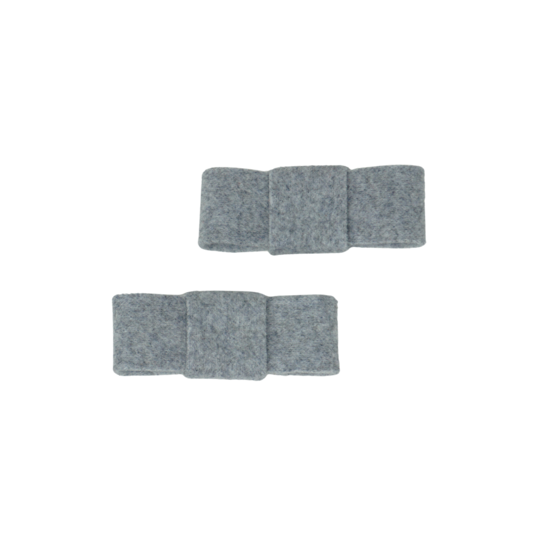 Brushed Wool Mini Bow Clip Set