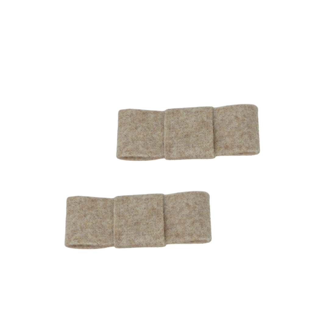 Brushed Wool Mini Bow Clip Set