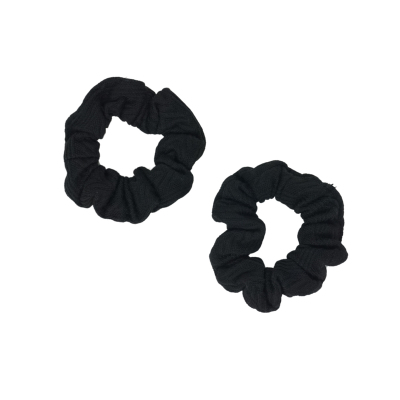 Cable Collection Mini Scrunchie Set - Black