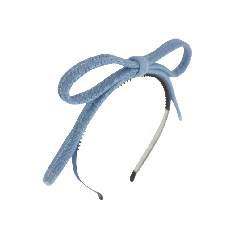 Denim Shoelace Bow Headband