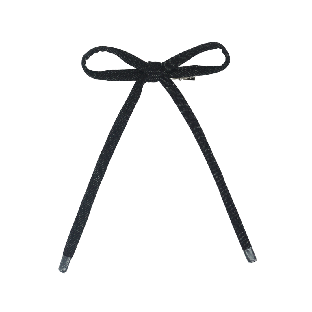 Denim Shoelace Large Bow Clip