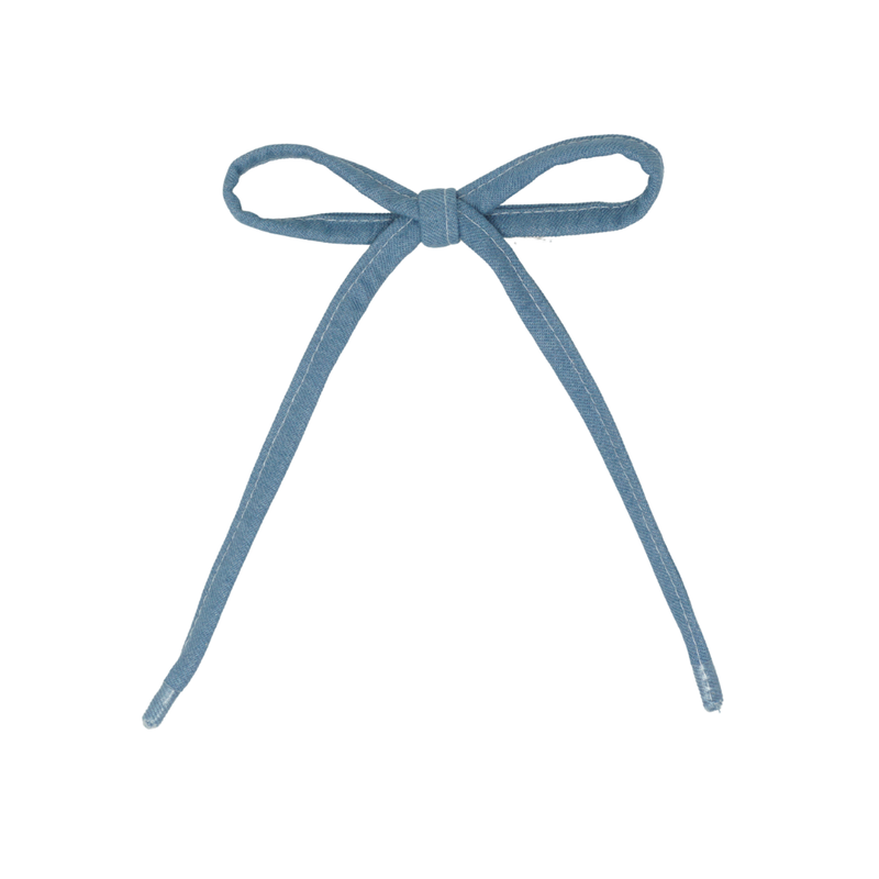 Denim Shoelace Large Bow Clip