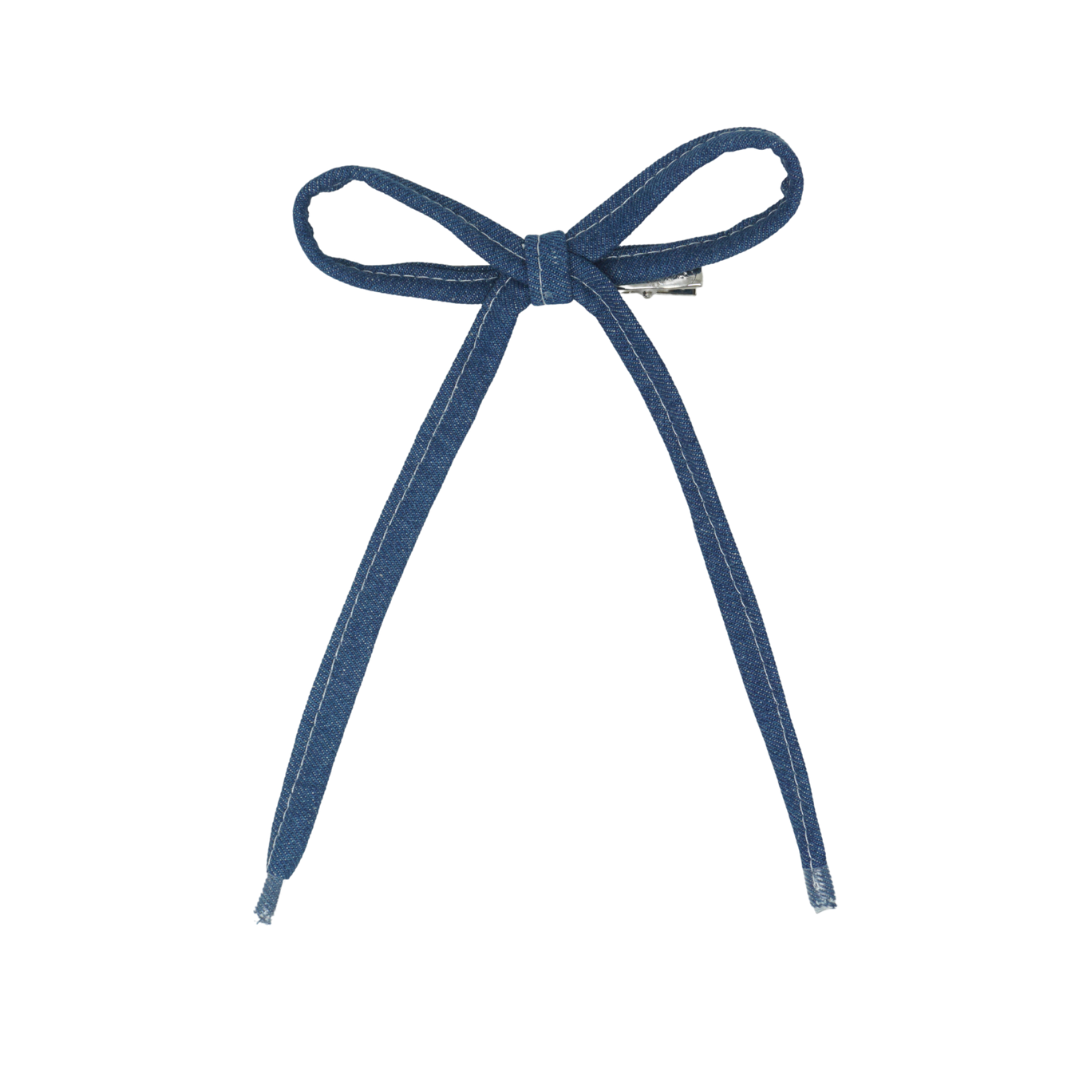 Denim Shoelace Large Bow Clip