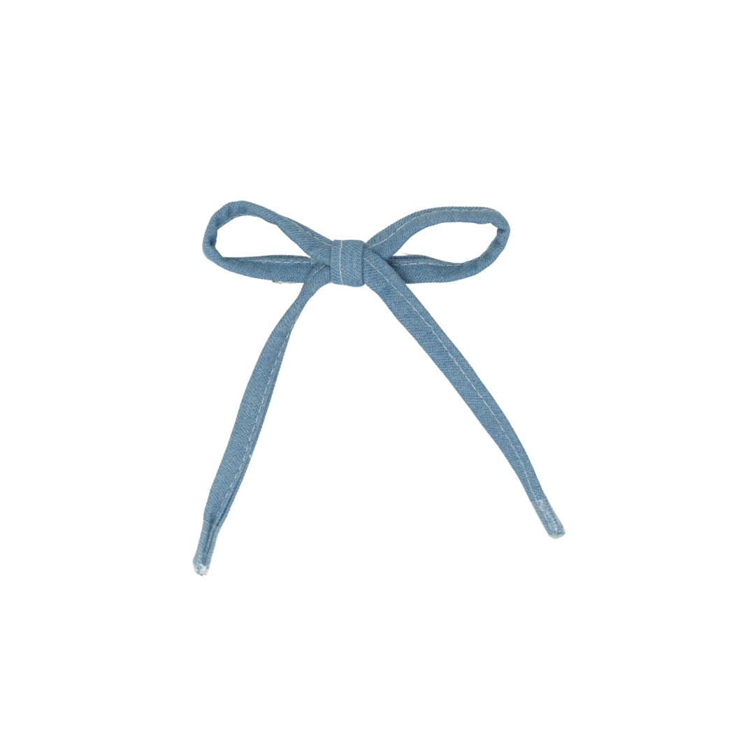 Denim Shoelace Medium Bow Clip