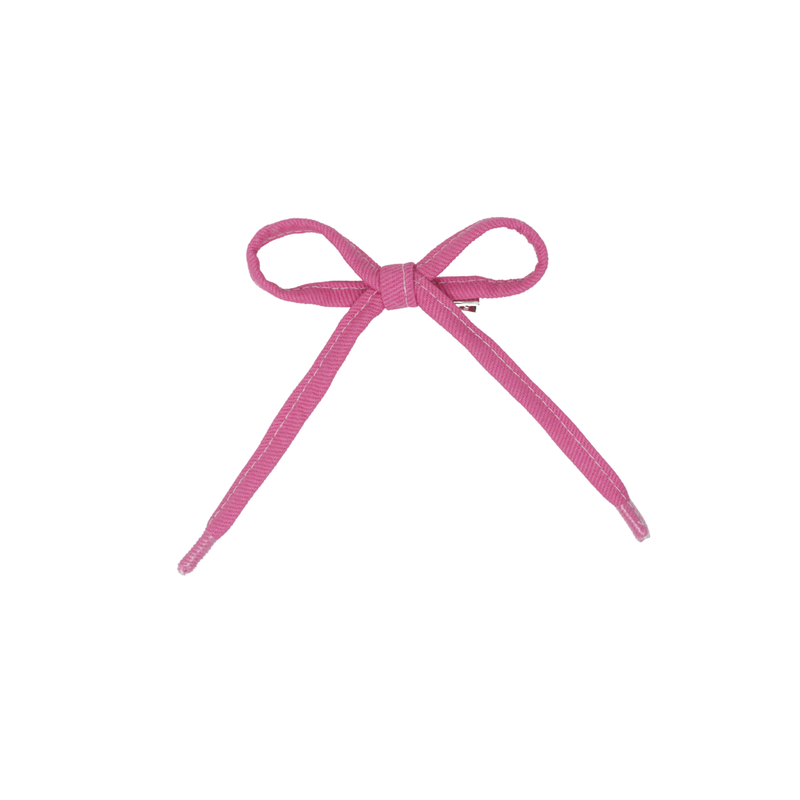 Denim Shoelace Medium Bow Clip