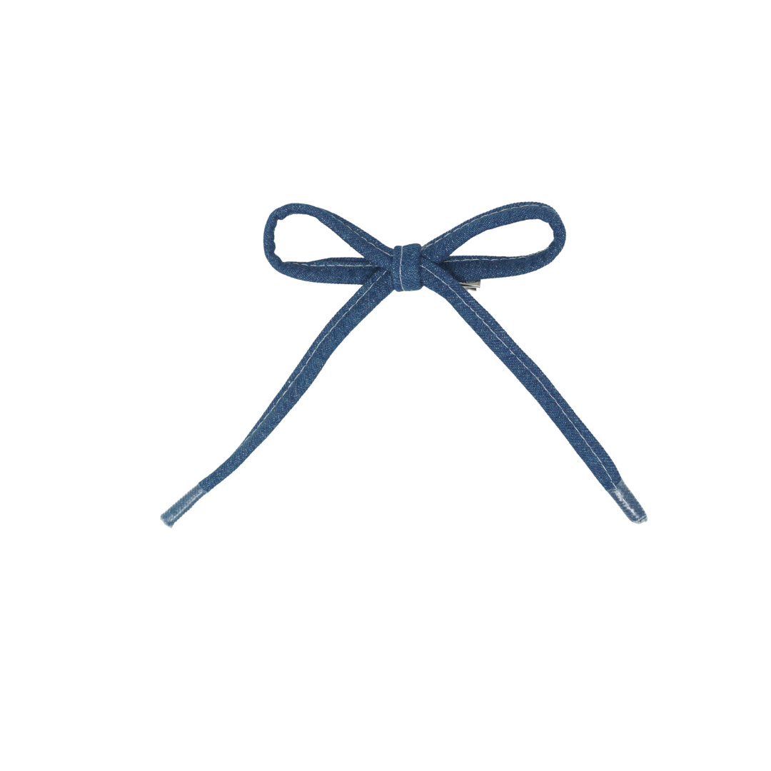 Denim Shoelace Medium Bow Clip