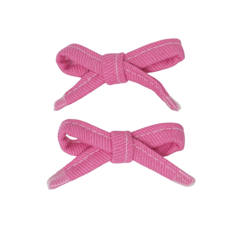 Denim Shoelace Mini Bow Clip Set