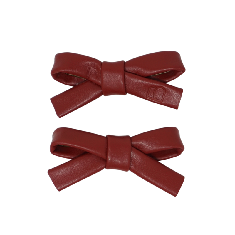 Embossed Leather Mini Bow Clip Set