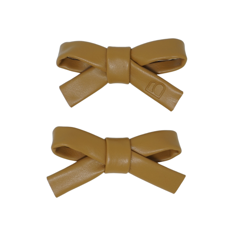 Embossed Leather Mini Bow Clip Set