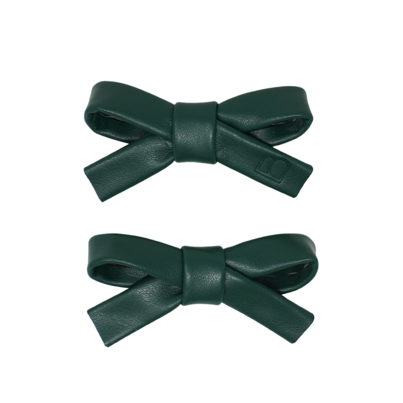 Embossed Leather Mini Bow Clip Set