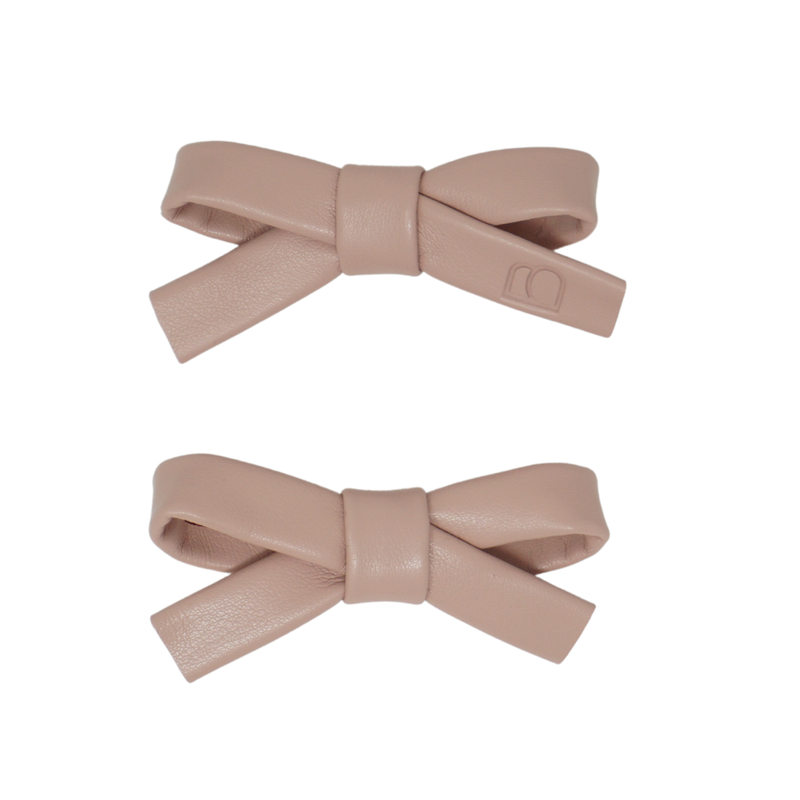 Embossed Leather Mini Bow Clip Set