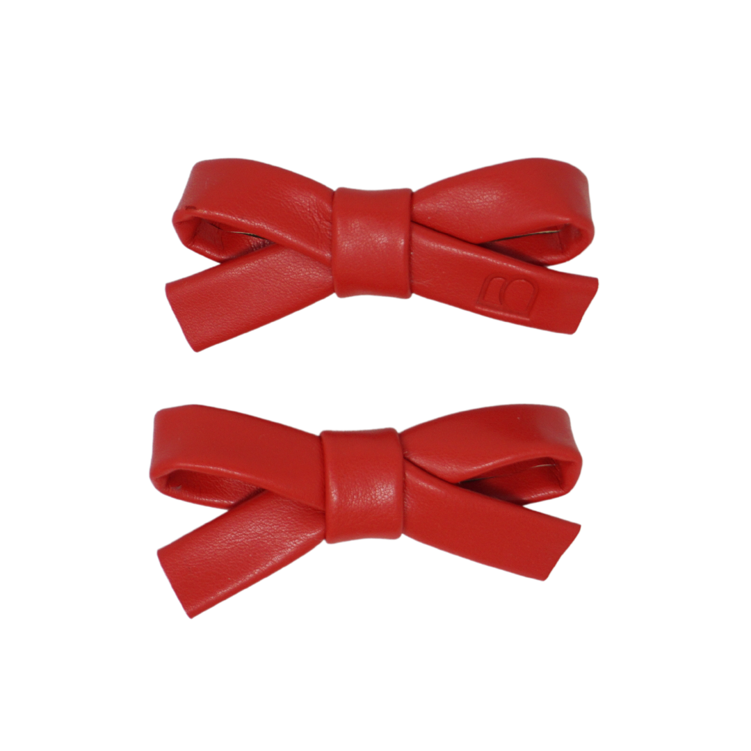 Embossed Leather Mini Bow Clip Set