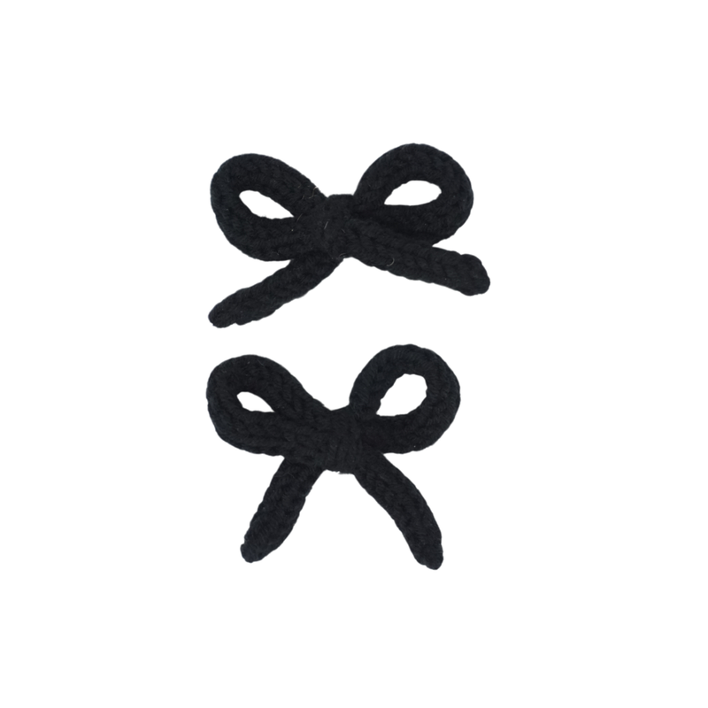 Knit Winter Rope Mini Bow Clip Set - Black