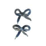 Knit Winter Rope Mini Bow Clip Set - Blue Shades