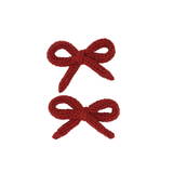 Knit Winter Rope Mini Bow Clip Set - Winter Red