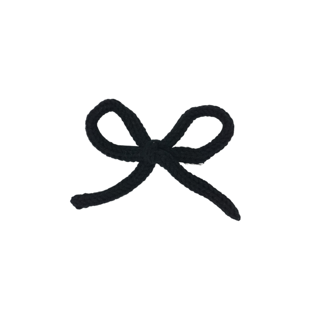 Knit Winter Rope Petite Bow Clip - Black