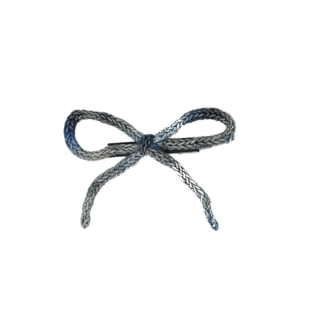 Knit Winter Rope Petite Bow Clip - Blue Shades