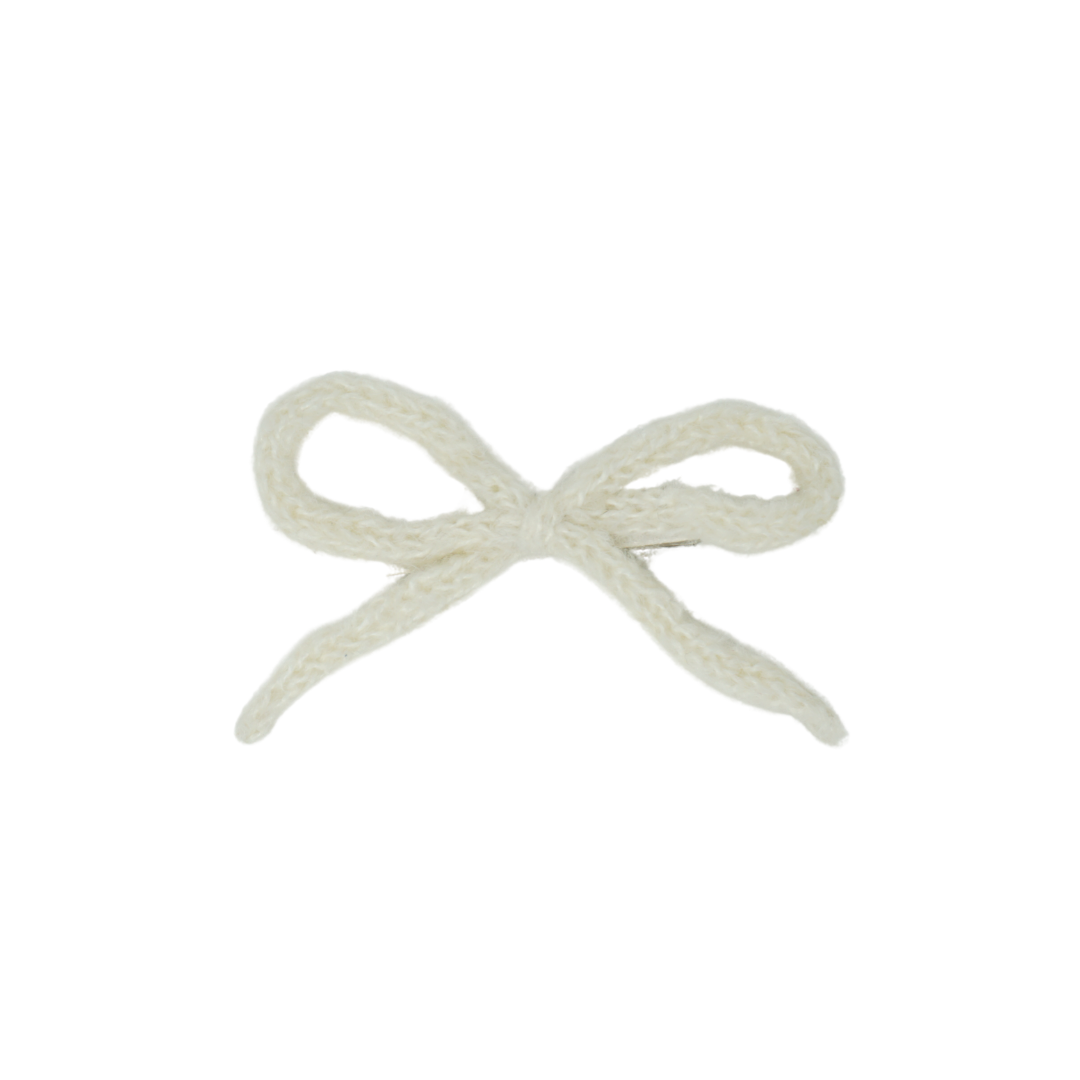 Knit Winter Rope Petite Bow Clip - Ivory