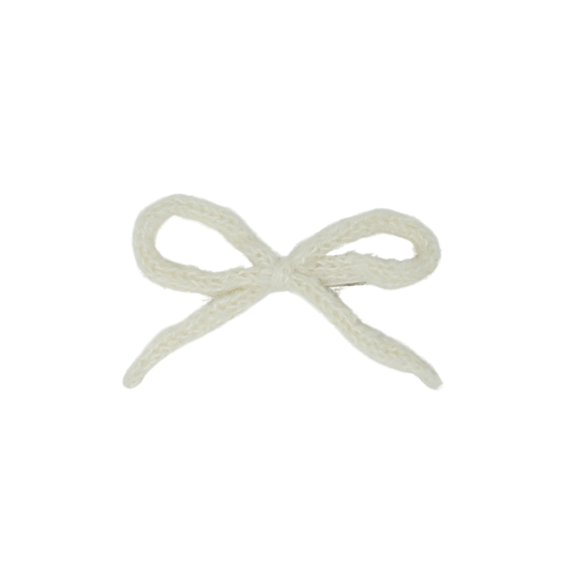 Knit Winter Rope Petite Bow Clip - Ivory