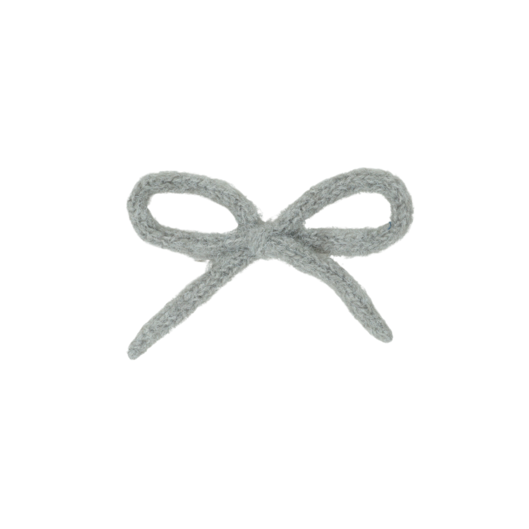 Knit Winter Rope Petite Bow Clip - Light Gray