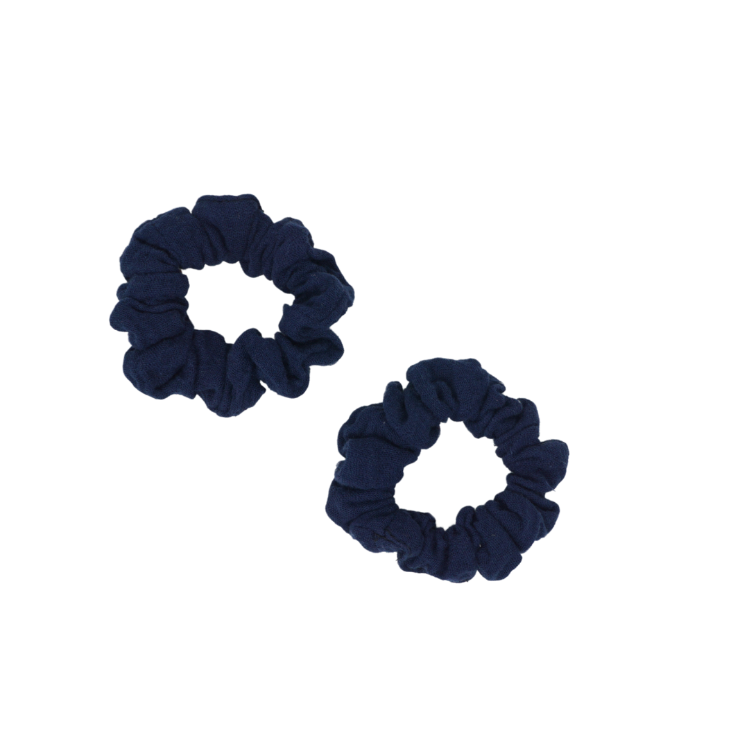 Muslin Collection Mini Scrunchie Set - Navy
