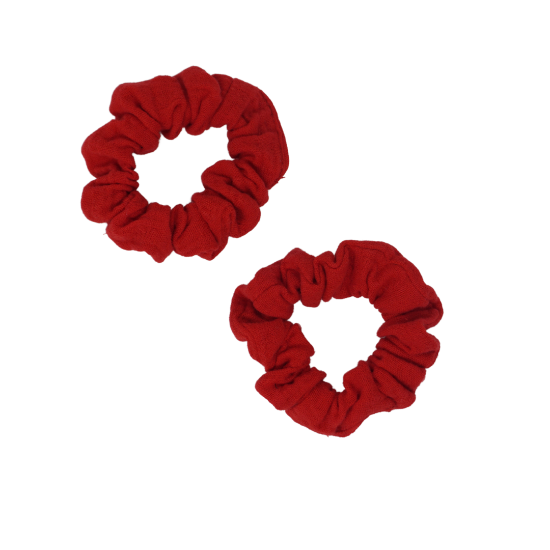 Muslin Collection Mini Scrunchie Set - Red