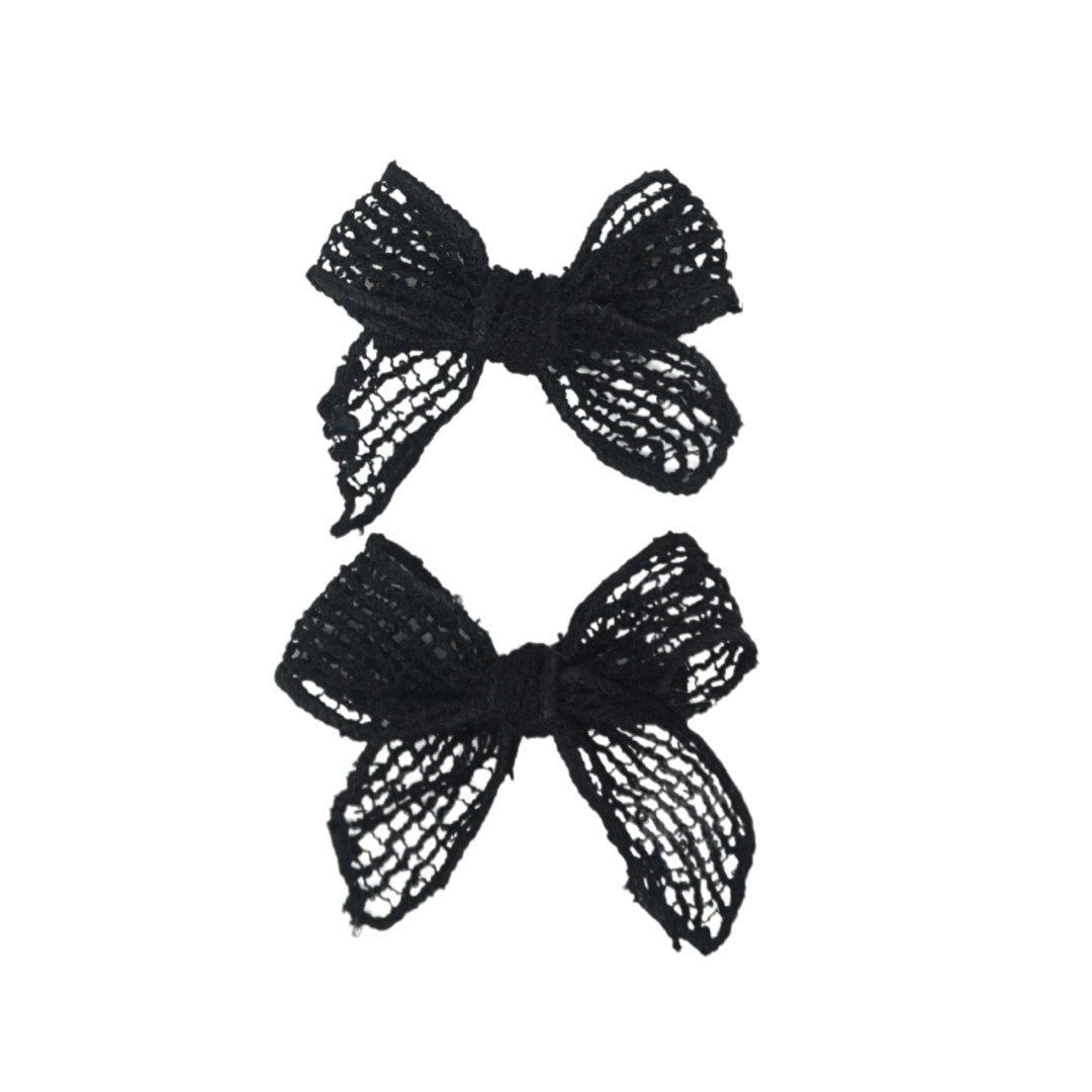 Netting Crochet Mini Bow Clip Set