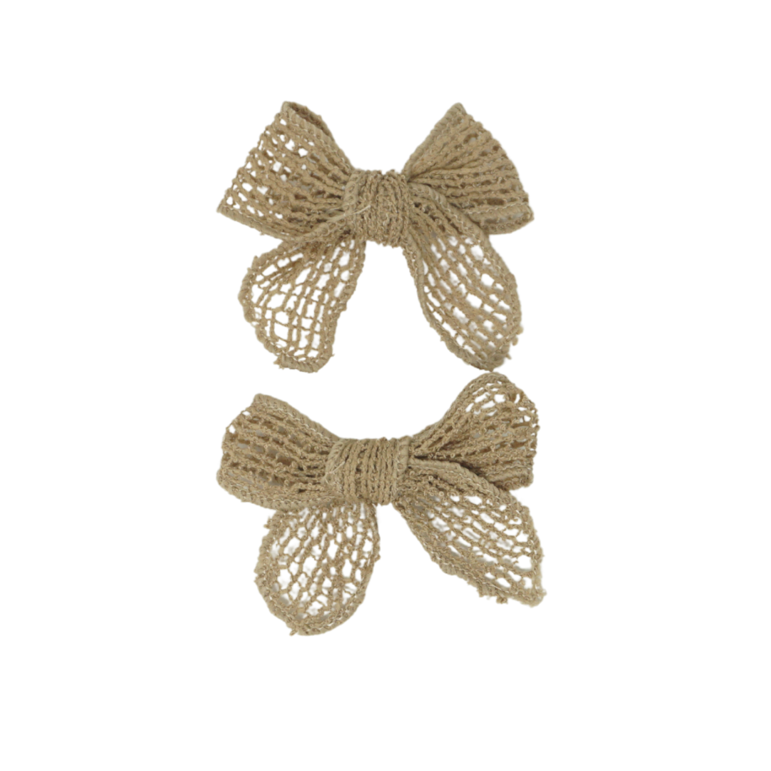 Netting Crochet Mini Bow Clip Set