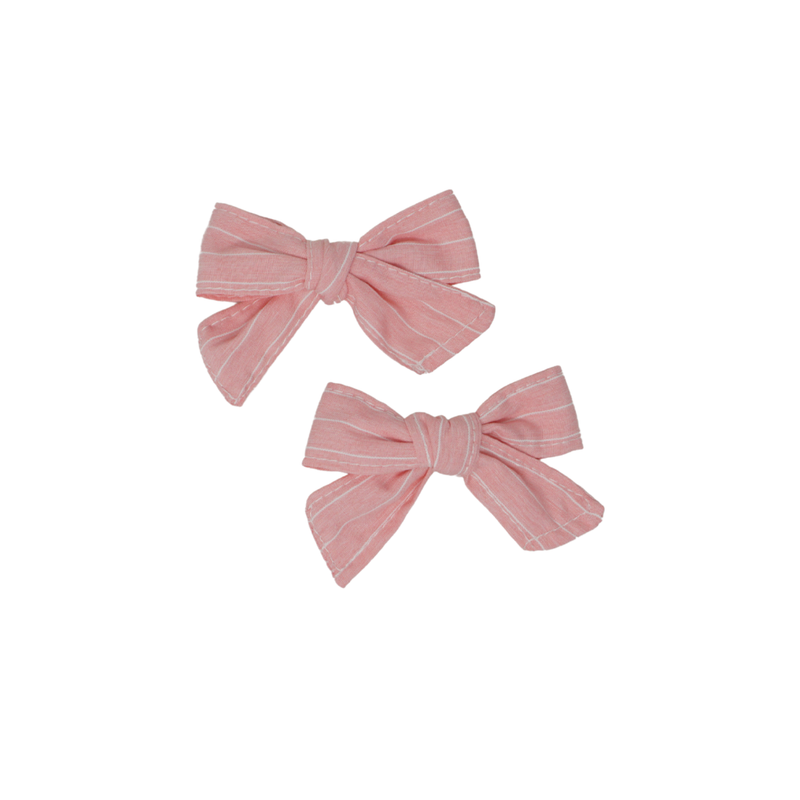 Pin Stripe Mini Bow Clip Set