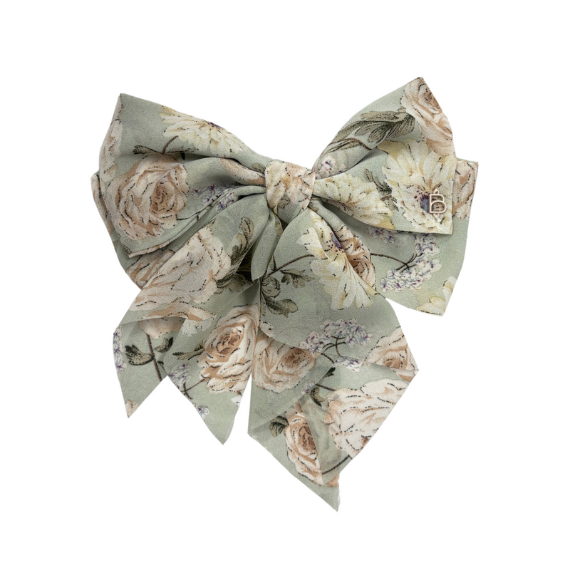 Printed Floral Large Floppy Style Bow Clip