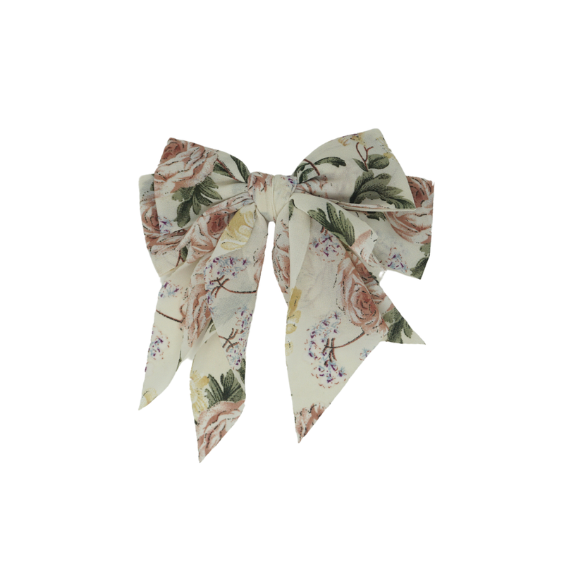Printed Floral Medium Floppy Style Bow Clip