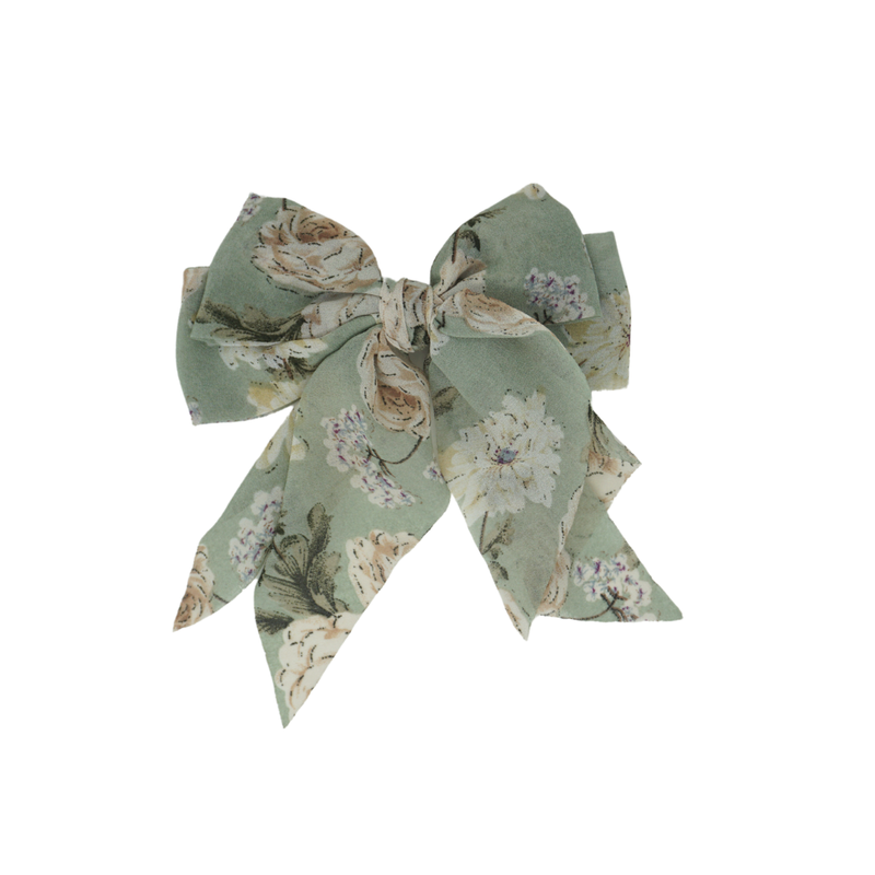 Printed Floral Medium Floppy Style Bow Clip