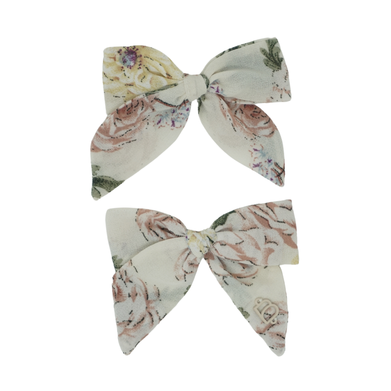 Printed Floral Mini Bow Clip Set