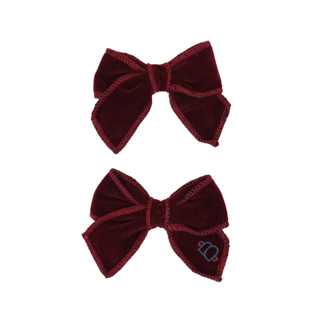 Rich Velvet Mini Bow Clip Set