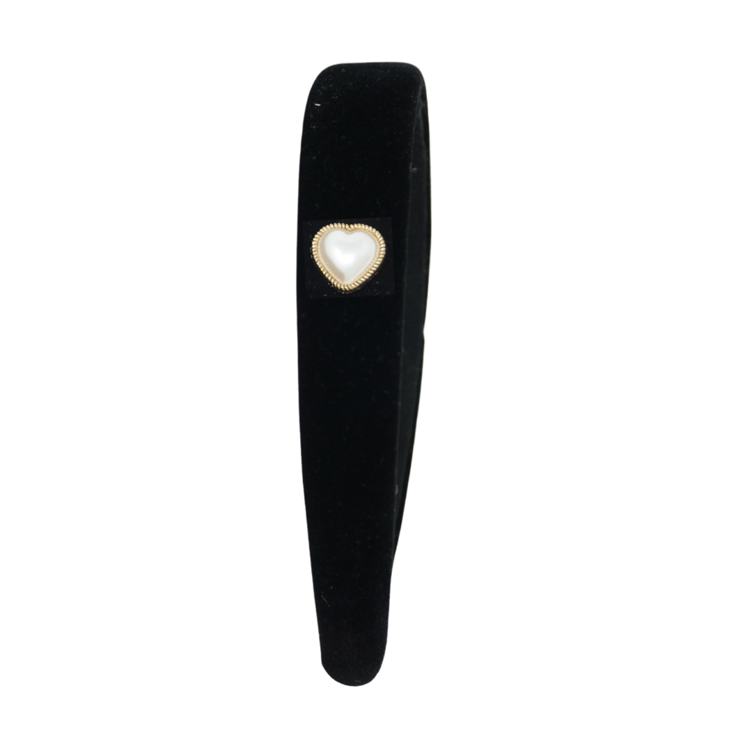 Rich Velvet Embellished Gold Heart Headband