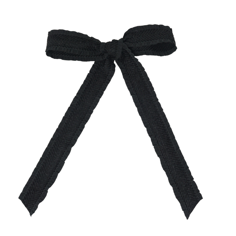 Ruffle Herringbone Large Bow Clip