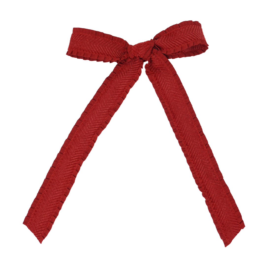 Ruffle Herringbone Large Bow Clip