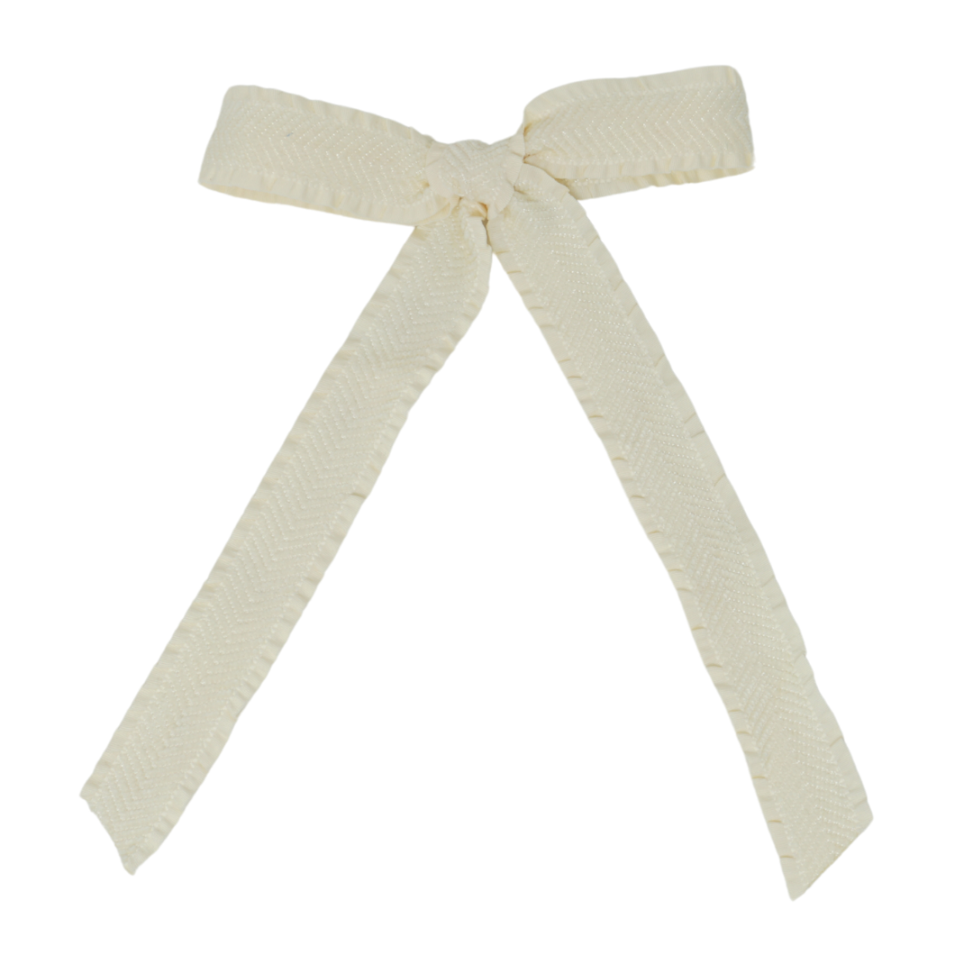 Ruffle Herringbone Large Bow Clip