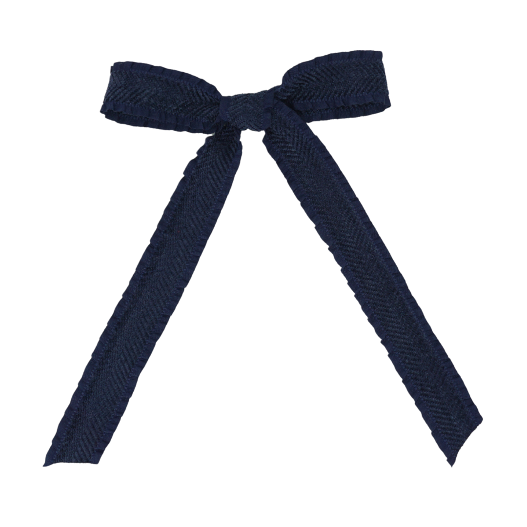Ruffle Herringbone Large Bow Clip