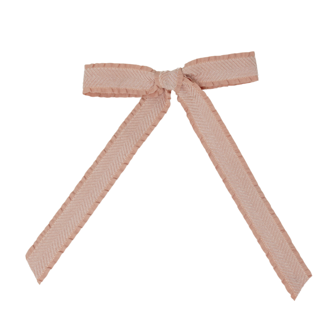 Ruffle Herringbone Large Bow Clip